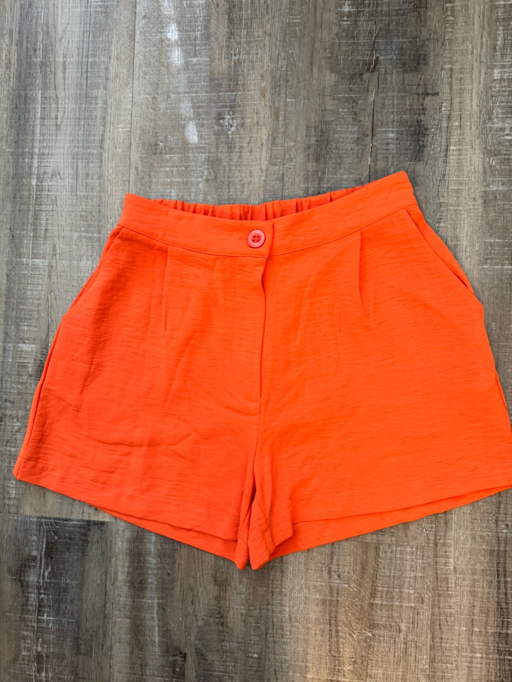 Timing Orange Pleated Front Shorts‎ Size Small Elastic Back Waist